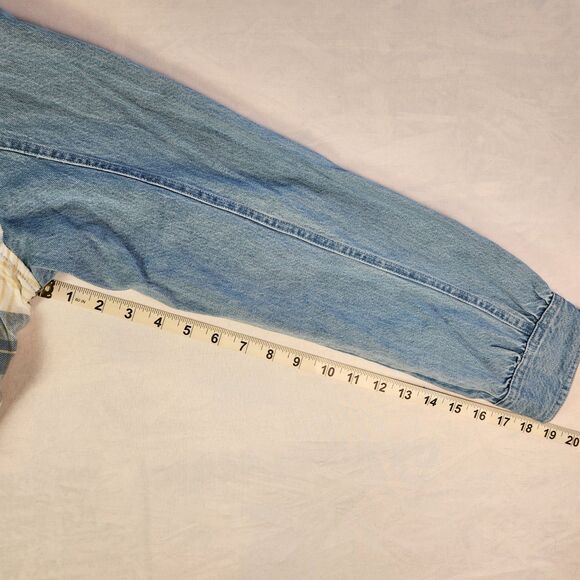 AEO American Eagle Denim Plaid Flannel Small - Picture 4 of 7